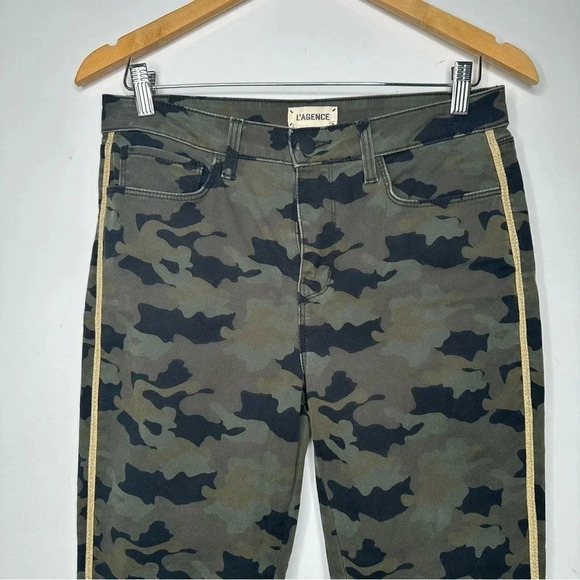 L’ AGENCE Margot High Rise Camo with Gold Stripe Skinny Jeans Size 28 - Picture 4 of 10
